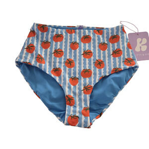 NWT Kitty & Vibe | Tomato Print High Waist Bikini Bottoms